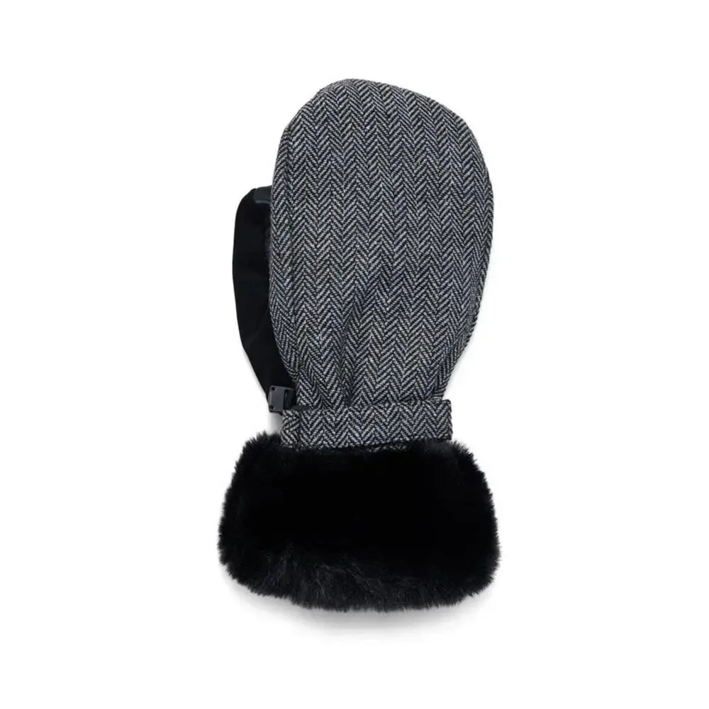 Ozark Trail Women's Gray Herringbone 3M Thinsulate Ski Mittens Faux Fur Size S/M